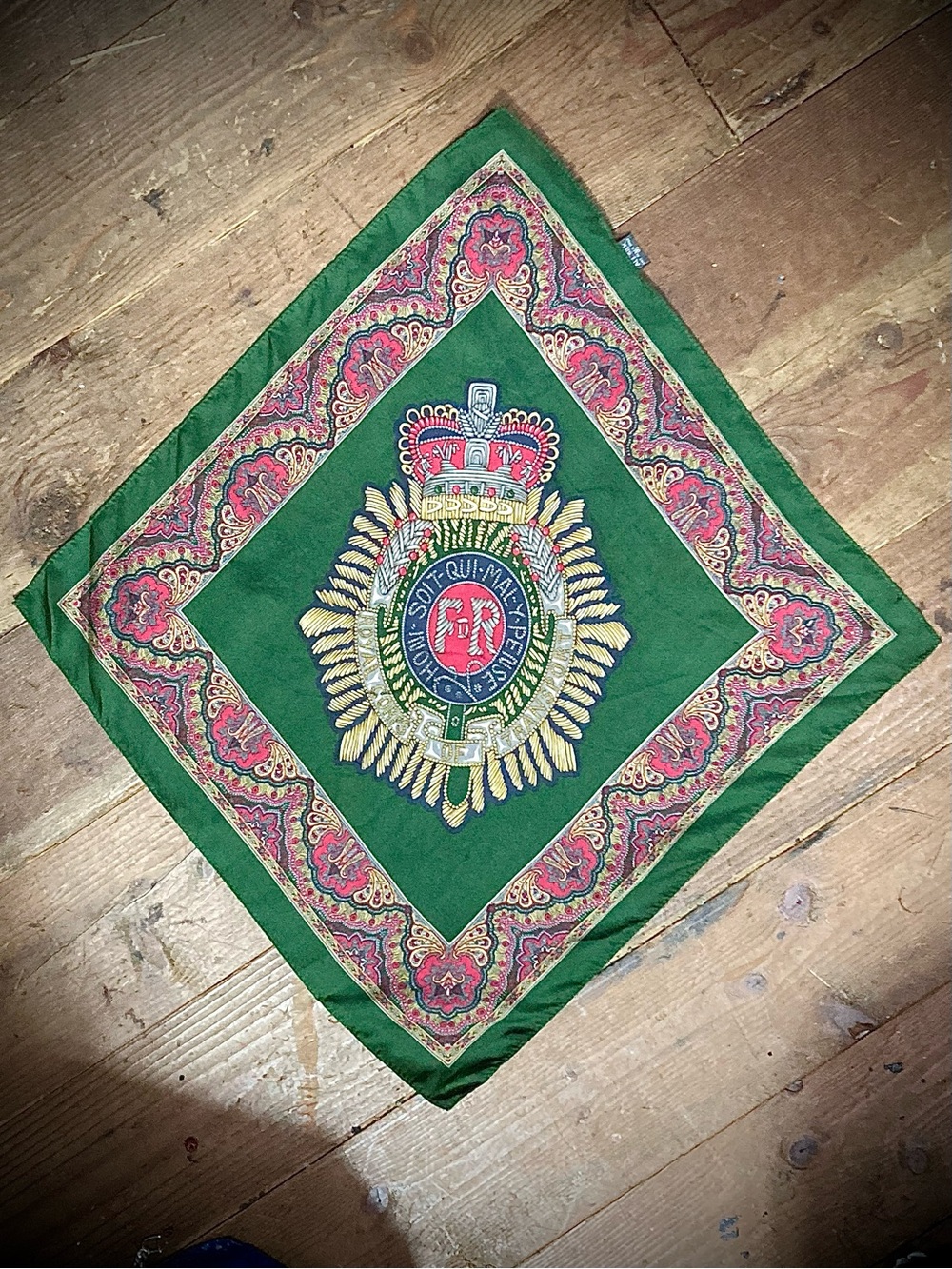 Vintage UK British Royal Corps of  Transport Insignia  Silk Scarf Pocket Square